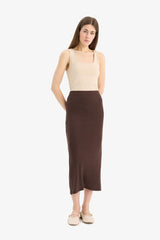 High Waist Ribbed Camisole Basic Maxi Black Pencil Skirt