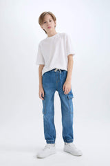Boys Cargo Fit Jean Trousers