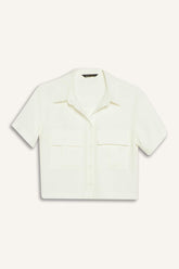 Tencel Short Sleeve Crop Shirt