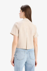 Tencel Short Sleeve Crop Shirt