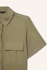 Tencel Short Sleeve Crop Shirt