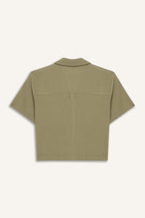 Tencel Short Sleeve Crop Shirt