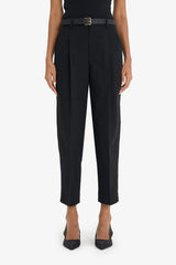 Carrot Fit High Waist Belted Crop Trousers