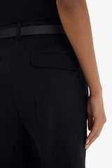 Carrot Fit High Waist Belted Crop Trousers