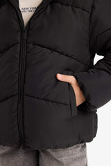 Girls Water-Repellent Hooded Zippered Puffer Coat