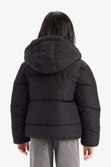 Girls Water-Repellent Hooded Zippered Puffer Coat