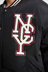 Girls Waterproof College Collar Bomber Jacket with Snap Button and Pocket