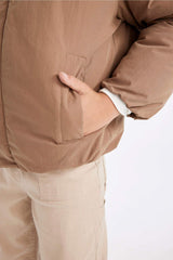 Boys Waterproof Stand-up Collar Zippered Pocket Coat