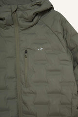 Water-repellent, regular fit, hooded, zip-up, quilted, puffer jacket.