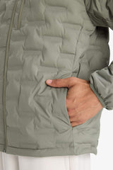 Water-repellent, regular fit, hooded, zip-up, quilted, puffer jacket.
