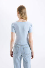 Slim Fit U Collar Short Sleeve T-Shirt