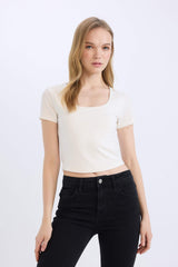 Slim Fit U Collar Short Sleeve T-Shirt