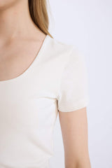 Slim Fit U Collar Short Sleeve T-Shirt