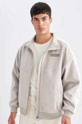 Defacto Regular Fit Thin Coat Jacket Stand Collar Zippered Pocket Seasonal Lightweight