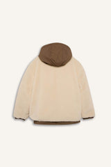 Boys' Hooded Plush Jacket with Snap Button and Zipper