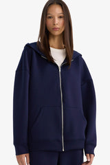 Oversize Wide Fit Hooded Scuba Diving Fabric Cardigan