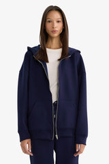 Oversize Wide Fit Hooded Scuba Diving Fabric Cardigan