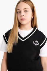 Girl's Standard Fit V-Neck School Knit Sweater