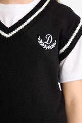 Girl's Standard Fit V-Neck School Knit Sweater