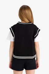 Girl's Standard Fit V-Neck School Knit Sweater