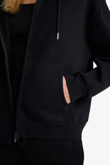 Regular fit hooded cardigan in heavyweight fabric