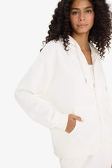 Regular fit hooded cardigan in heavyweight fabric