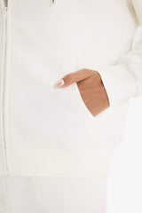 Regular fit hooded cardigan in heavyweight fabric