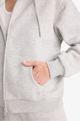 Regular fit hooded cardigan in heavyweight fabric