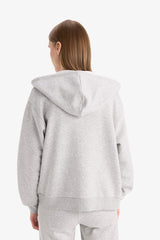 Regular fit hooded cardigan in heavyweight fabric