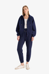 Regular fit hooded cardigan in heavyweight fabric