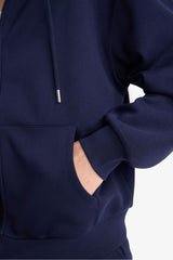 Regular fit hooded cardigan in heavyweight fabric