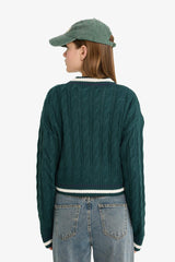 Regular Fit V-Neck Cable Knit Sweater