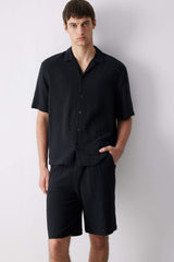 100% Cotton Relax Fit Polo Collar Cotton Summer Muslin Short Sleeve Shirt