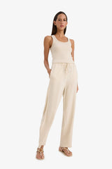 Jogger High Waist Linen Trousers