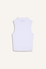 Slim Fit Slim Cut Half Turtleneck Ribbed Camisole White Undershirt