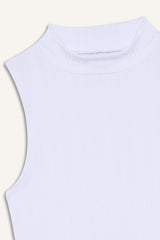 Slim Fit Slim Cut Half Turtleneck Ribbed Camisole White Undershirt