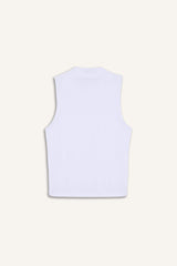 Slim Fit Slim Cut Half Turtleneck Ribbed Camisole White Undershirt