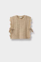Baby Girl Crew Neck Side Tie Knit Sweater