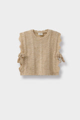 Baby Girl Crew Neck Side Tie Knit Sweater