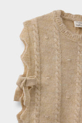 Baby Girl Crew Neck Side Tie Knit Sweater