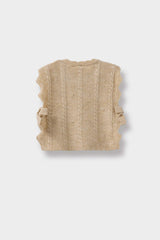 Baby Girl Crew Neck Side Tie Knit Sweater