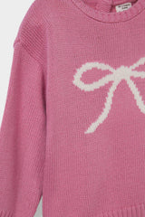 Baby Girl Crew Neck Printed Knitwear Sweater
