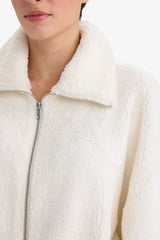 Oversize Wide Pattern Polo Collar Welsoft Plush Cardigan