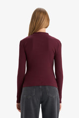 Slim Fit Narrow Cut Crew Neck Ribbed Long Sleeve T-Shirt