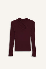 Slim Fit Narrow Cut Crew Neck Ribbed Long Sleeve T-Shirt