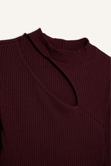 Slim Fit Narrow Cut Crew Neck Ribbed Long Sleeve T-Shirt