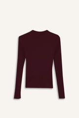 Slim Fit Narrow Cut Crew Neck Ribbed Long Sleeve T-Shirt