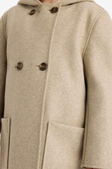 Girls Hooded Pocketed Cashmere Parka