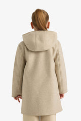 Girls Hooded Pocketed Cashmere Parka