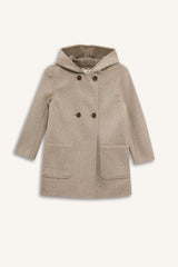 Girls Hooded Pocketed Cashmere Parka